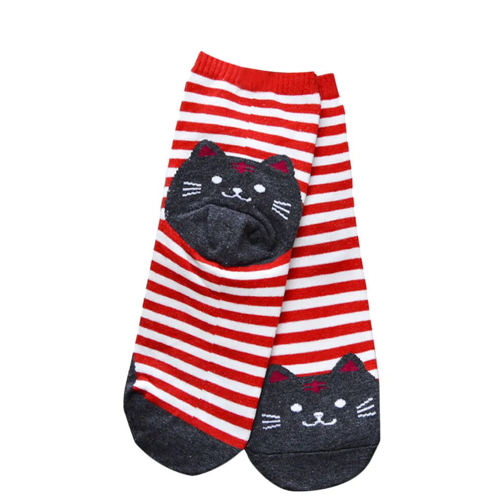Дизайн, милые Носки с рисунком кота полосатые женские хлопковые носки для пола с рисунком кота, зимние носки с 3D рисунком Прямая поставка, A30830 - Цвет: D
