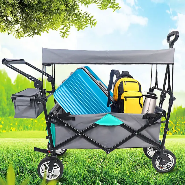 8 Hüvelykes Kerék Kültéri Multifunkcionális Összecsukható Kocsi Négykerekű Bevásárló Kosár Kertészeti - Image 6