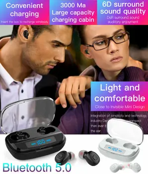 

Bluetooth 5.0 Music Headset Sport Gaming TWS Wireless Earphones Mini Earbuds Stereo HiFi Earphone LED Display 2019