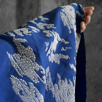 

Blue Reef Lightweight Fabric Reconstructed Textured Drill Down Jacket Windbreaker Jacket Designer fabrics for patchwork