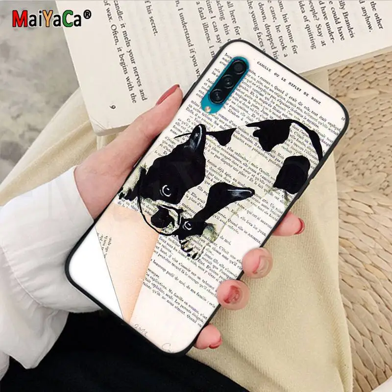 Book newspaper background Cute French Bulldog