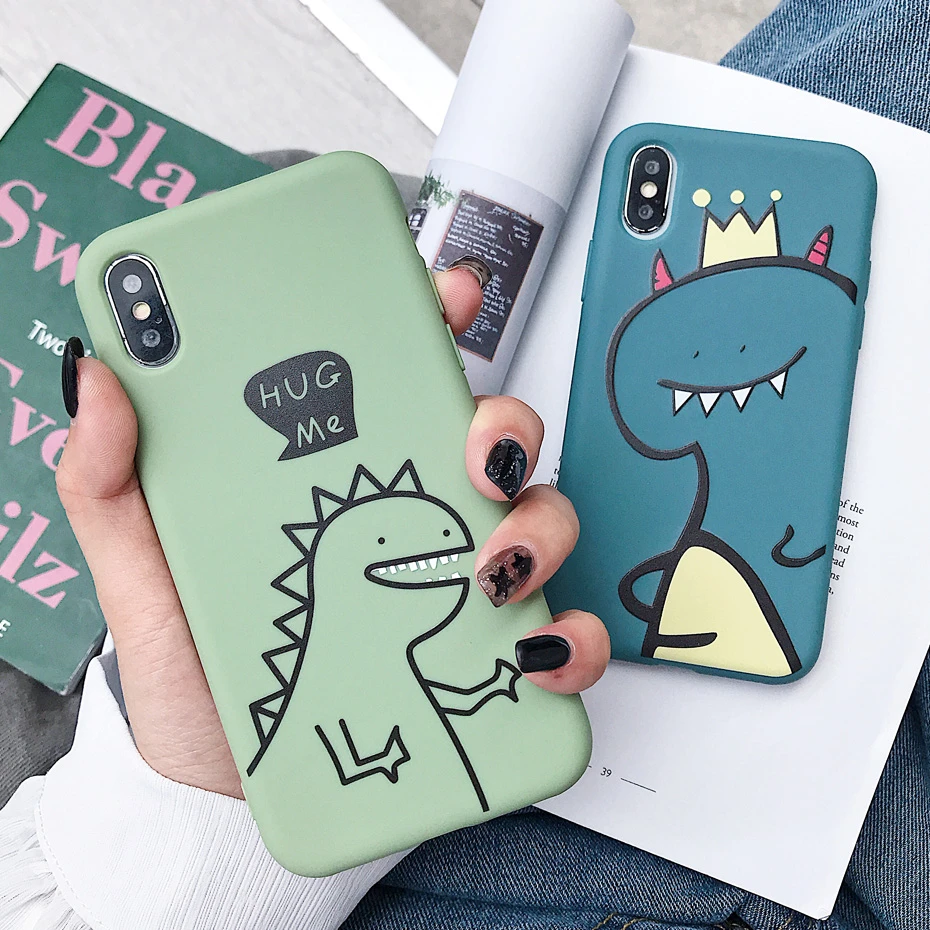 Cute Dinosaur Phone Case For iphone XS Max X XR 11 11Pro Max 8 7 6 S Plus 11Pro Case Soft Silicone Candy Color Back Cover