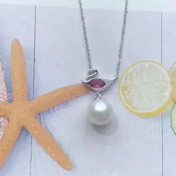 

Swan Design 925 Sterling Silver Necklace Set Findings Jewelry Settings Mountings Parts for Akoya Edison Pearls, Coral, Jade