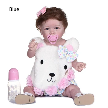 

Realistic Handmade Cute Soft Silicone Toys Birthday Gift Adorable Reborn Baby Doll Newborn 22inch Simulation Full Body Bathing