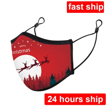 

Christmas Washable Mask Print Breathable Multi-used Face Cover Reuse Mask Face mask mascarillas lavables Silver ion Antibacteria