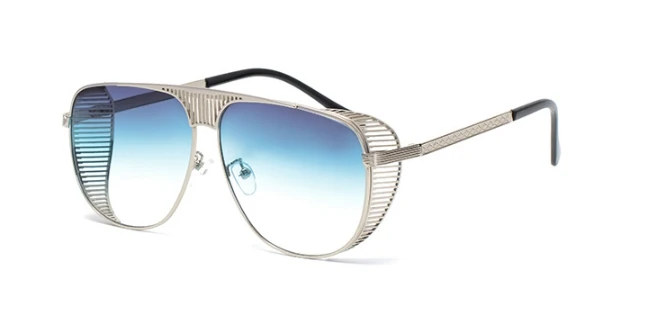 47128 Ретро металлическая оправа полые солнечные очки для мужчин и женщин модные UV400 очки - Цвет линз: silver gray