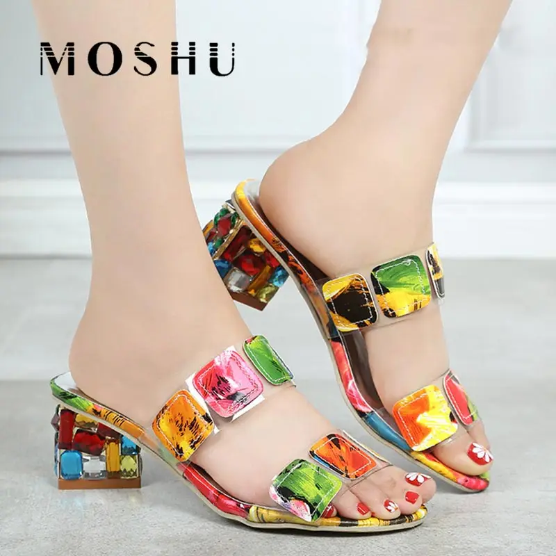 Сандалии женские на высоком квадратном каблуке босоножки лодочки обувь для