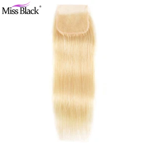 Miss Black Blone Hair Brazilian Straight Hair Closure Free Part #613 Human Hair Lace Closure 4"x4" 1 Piece Swiss Lace