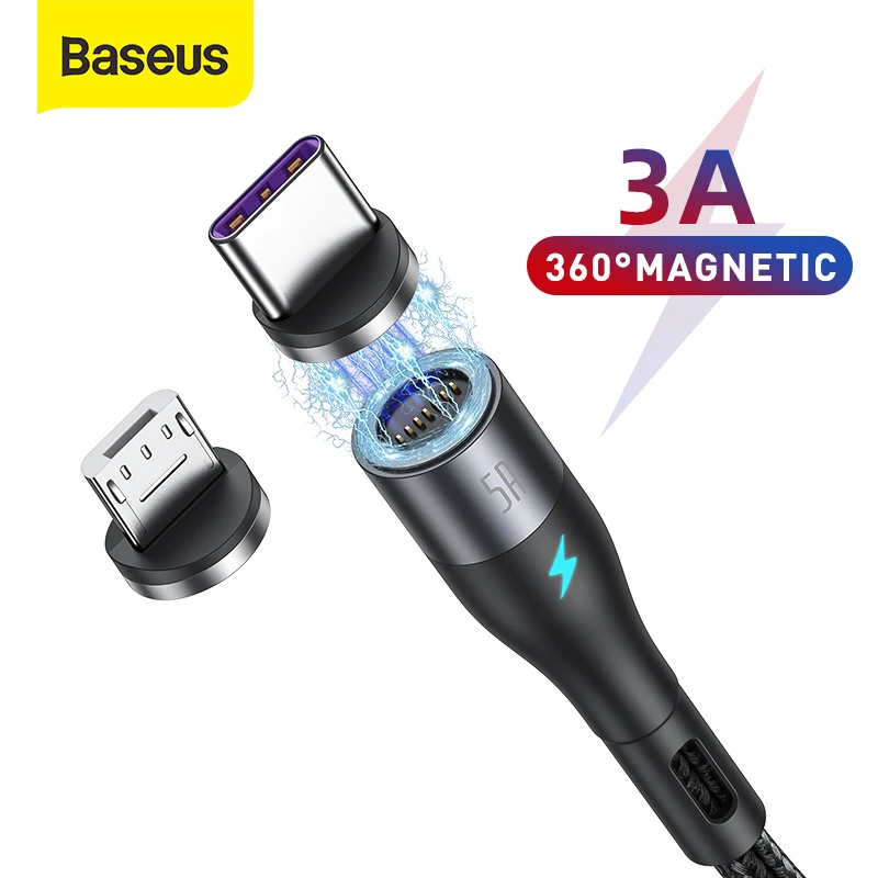 

Baseus Magnetic Charging Cable for iPhone 11 8 3A/5A Magnet USB C Cable Phone Charger for Samsung Xiaomi Type C Micro USB Cable