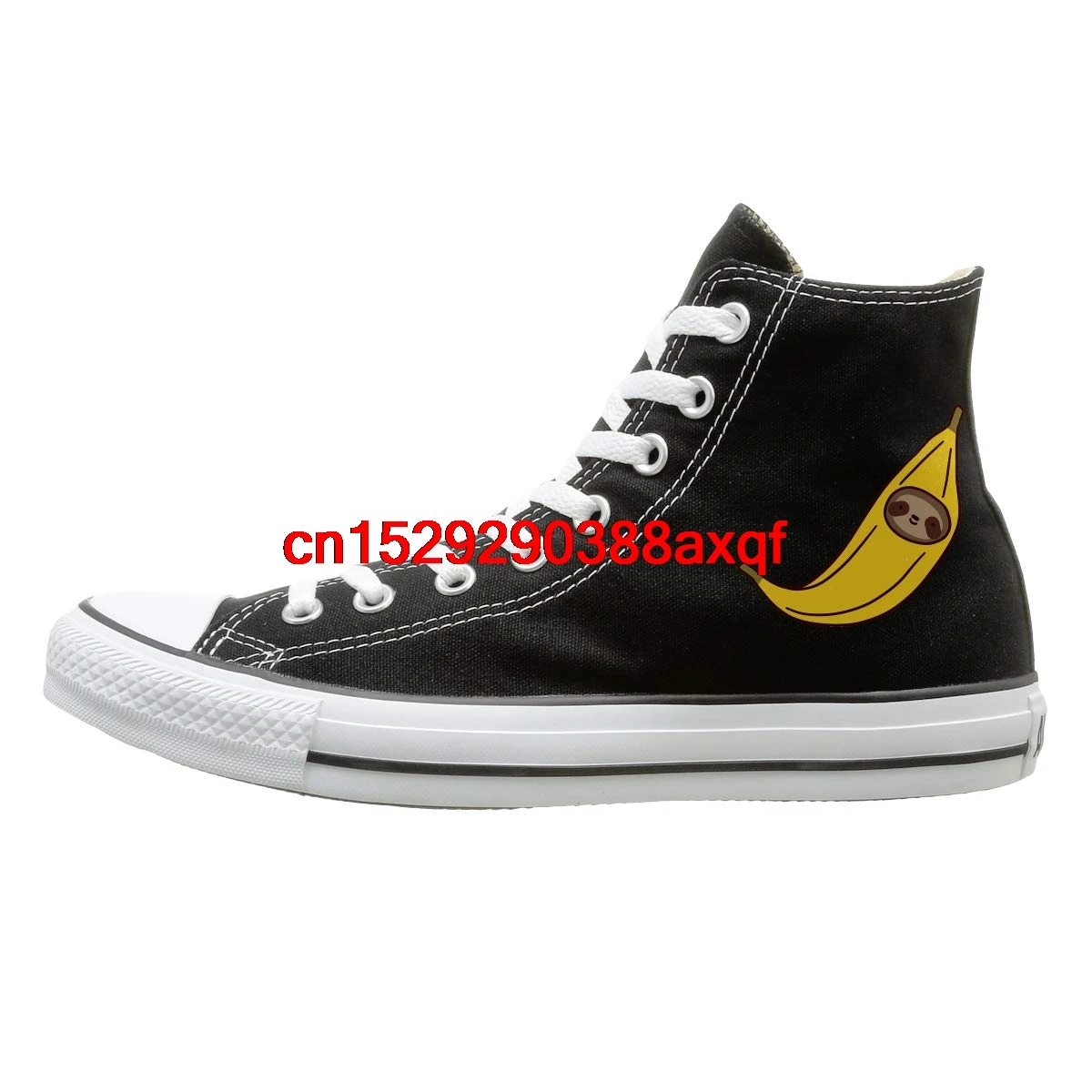 

Unisex Casual Shoes Boys and Girls Sports Shoes Banana Sloth Face Canvas Shoes High Top Design Black Sneakers Unisex Style