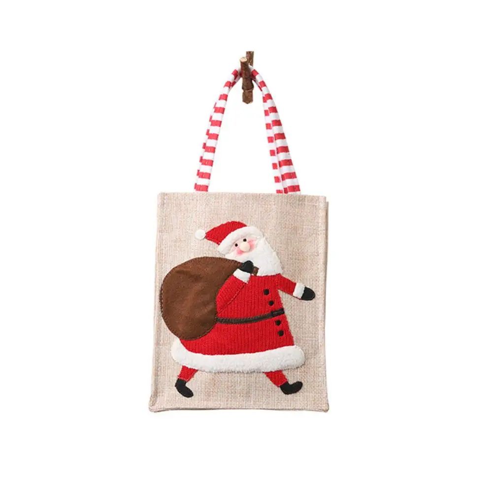 Christmas Gift Bag Candy Pouch Three-Dimensional Embroidered Handba for Children's Gift Christmas Present Tote Bag - Цвет: Красный