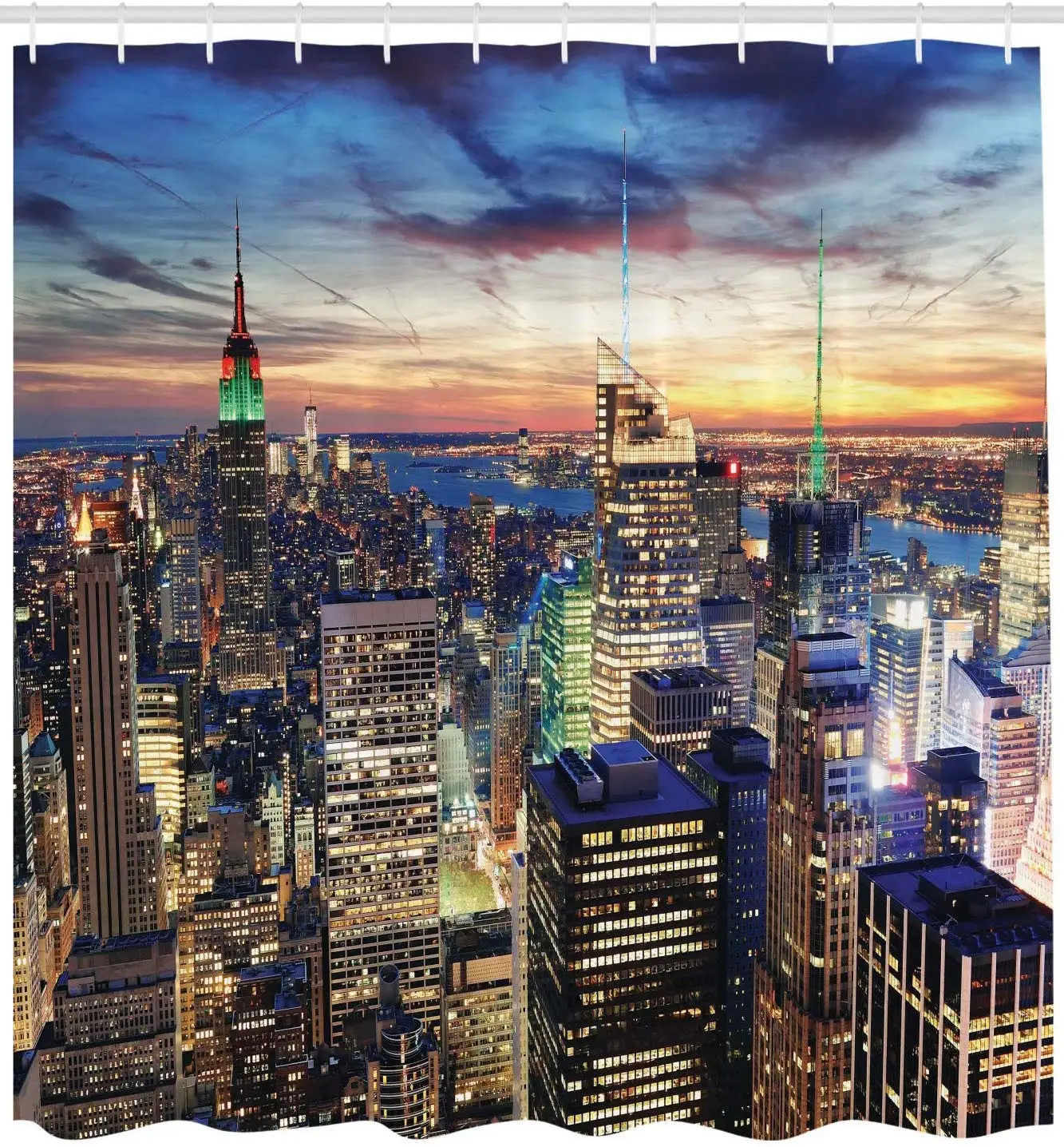 Занавеска для душа New York Skyline of NYC с городскими небоскребами на закате улицами