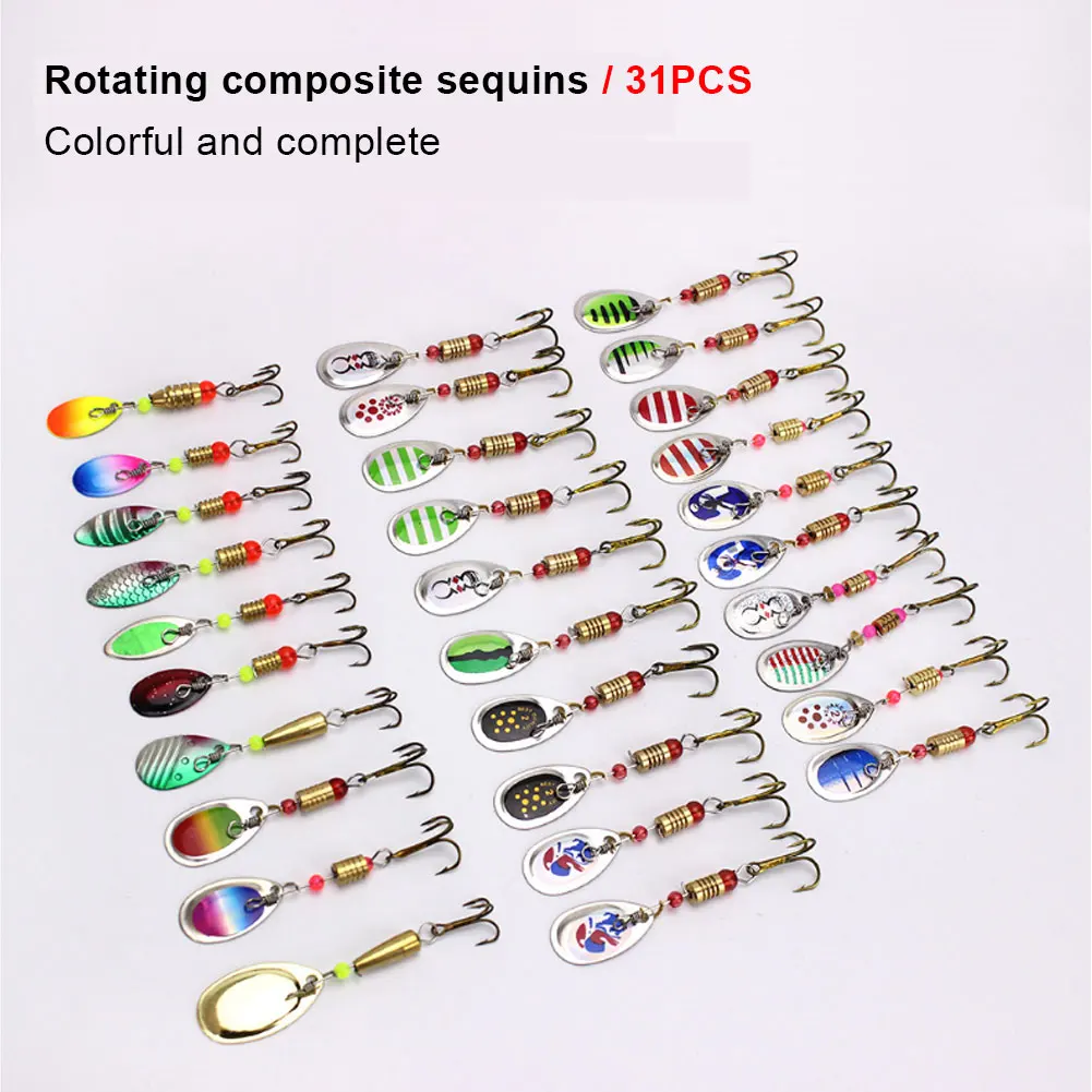 

Outdoor With Hook Hard Rotating Sequins Multifunctional Artificial Baits Tackle Accessories Fishing Lure Set Spinner Metal Bass