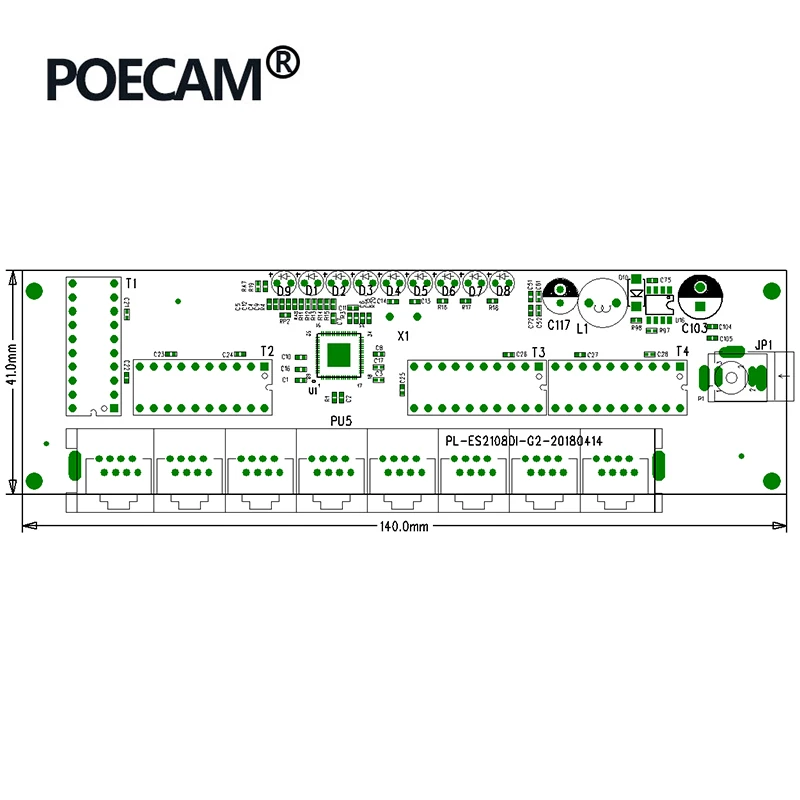 8 Порты и разъёмы Fast сети Ethernet Коммутатор Концентратор модуль RJ45 90 или 180 градус UTP