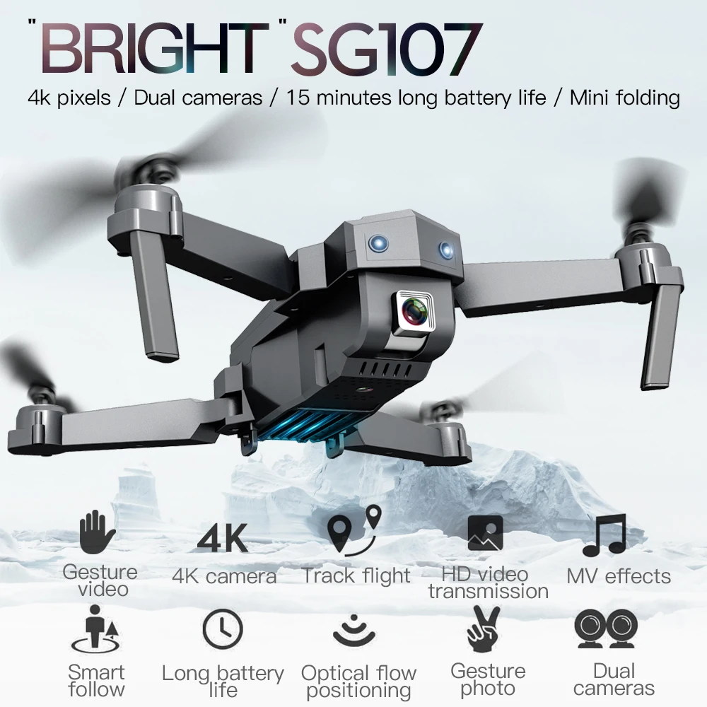 SG107 WIFI FPV Mini Professional Drone 2.4Ghz with 4K HD Adjustable Camera Follow Shooting Mode Foldable Wing Quadcopter Toy |