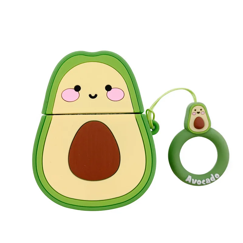

3D Avocado and peach Headphone Earpods Keychain Airpods Pro Case Cute Silicone Cartoon Case for Apple Airpods Pro 3 Cover Keyrin