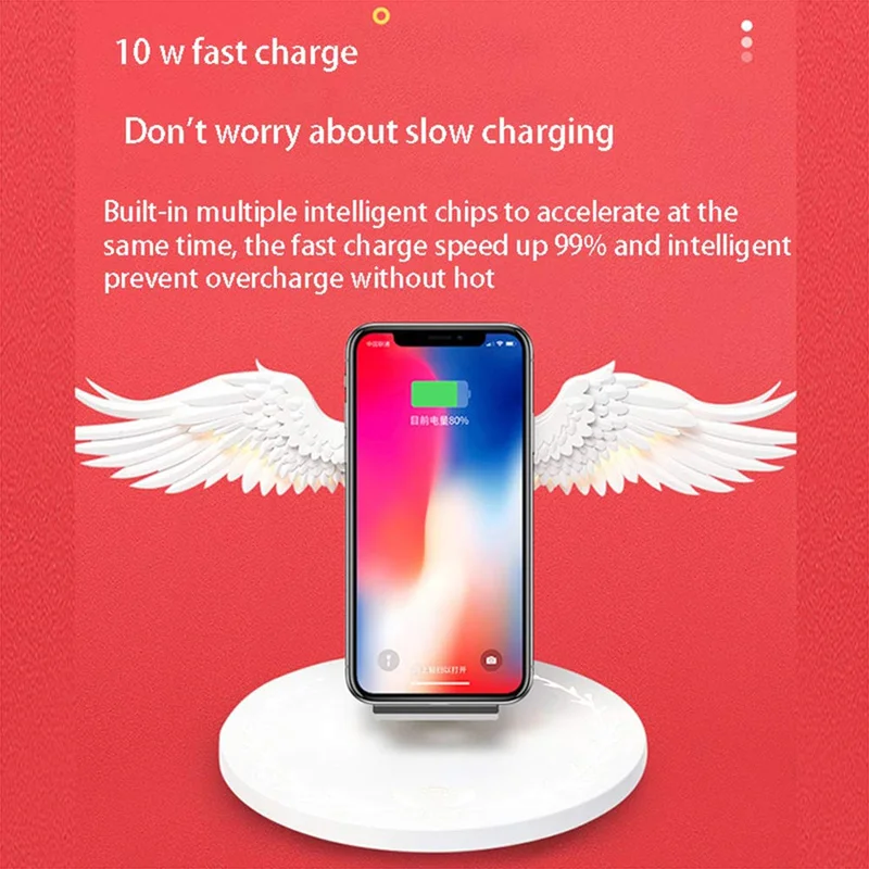 

Angel Wings 10W Fast Charger for IPhone Wireless Charger,Wireless Charger Suit for Samsung Xiaomi Huawei