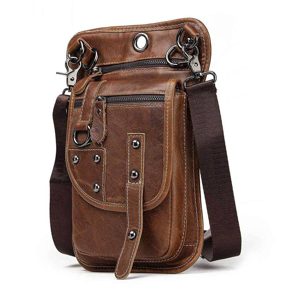 

Genuine Leather Man Diagonal package Mobile Phone bag Pocket Male Package Outdoors Leisure Time More Function wait bag ipad mini