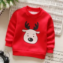 Зимняя одежда для маленьких девочек, топы с длинными рукавами и рождественским оленем для маленьких мальчиков и девочек, свитер, теплая одежда, свитер