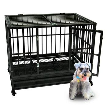 

36" Heavy Duty Dog Cage Crate Kennel Metal Pet Playpen Portable with Tray Black