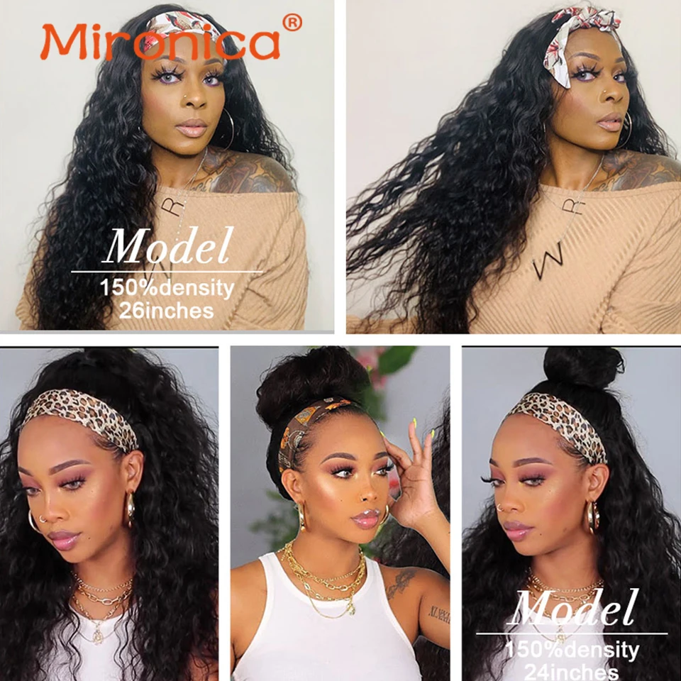 Onda de Água Peruca do Cabelo Perucas para Preto Laranja Gengibre Polegada Bandana Humano Feminino Brasileiro 100% Remy Glueless Cachecol Peruca 350 Cor 26 13 High Quality Apliques e perucas