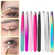

Professional Eyebrow Tweezer Facial Hair Remove Clip Stainless Steel Slanted Flat Tip Multifunction Makeup Tool Blackhead Remove