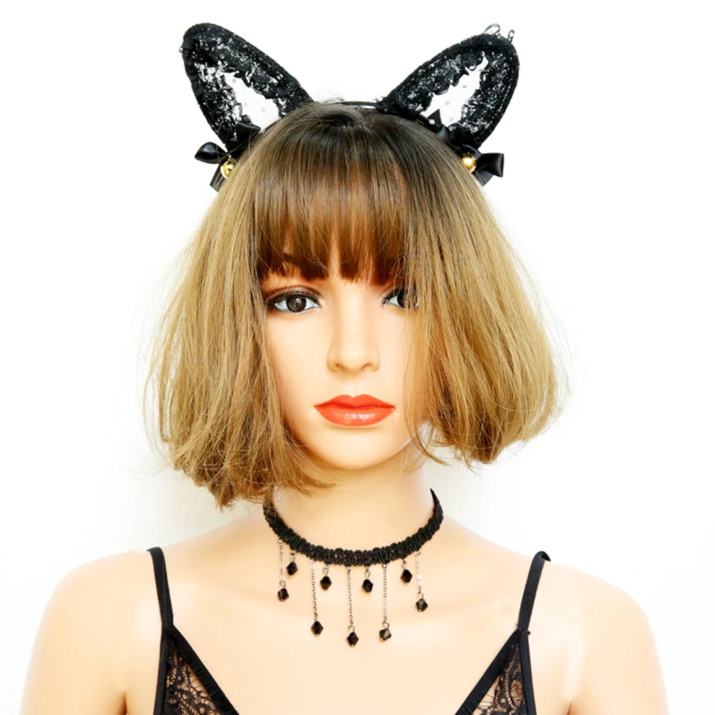 Wedding Party Beads Rhinestone Tassels Chain Pendant Gothic Necklace for Women Vintage Punk Black Lace Choker 