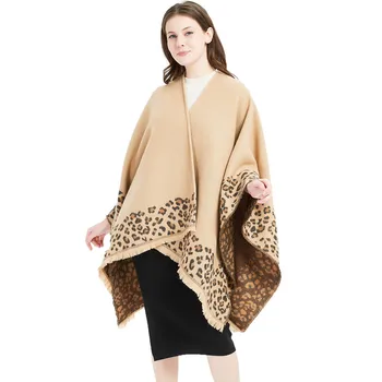 

Fall and Winter 2009 New Leopard-print Forked Shawl Imitated Cashmere Scarf in Europe and America Increased Cloak