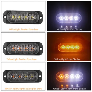 

4x 12V 24V Car Trunk Strobe Light 4 LED Ultra-thin Emergency Side Strobe Warning Flashing Light Auto White Red Bule Amber Yellow