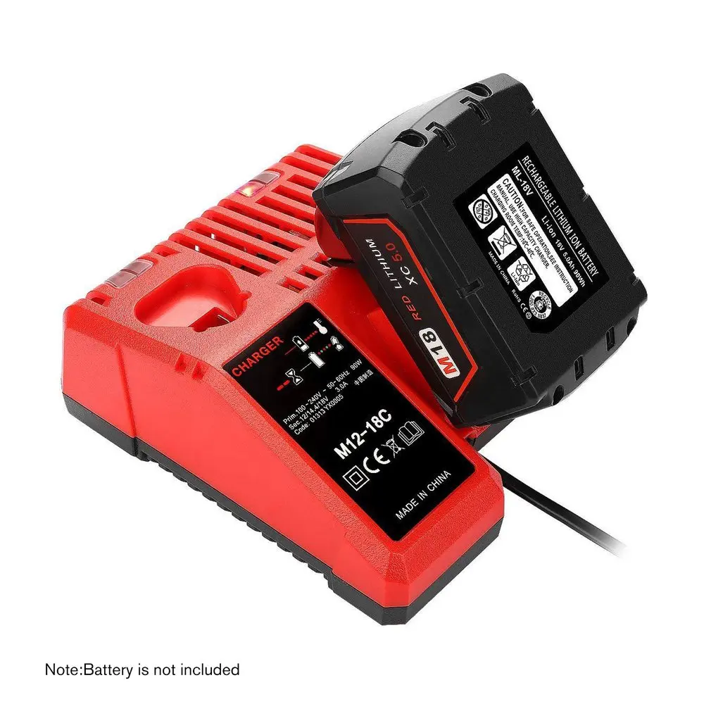 M12-8C Tool Battery Charger 110-240V Li-ion Battery Charger for Milwaukee M12 M18 48-11-1815 48-11-1828 48-11-2401 48-11-2402