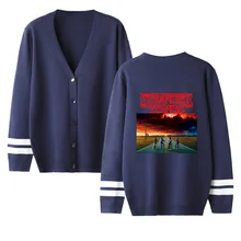 Harajuku/крутой мужской свитер-кардиган/женский свитер с v-образным вырезом для детей свитер для чужих вещей Черный Повседневный Топ