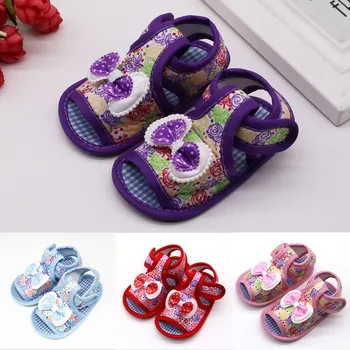 

baby sandals Newborn Baby Girls Printing Bow Prewalker Soft Sole Sandals Single Shoes summer buty dziewczynka chaussure