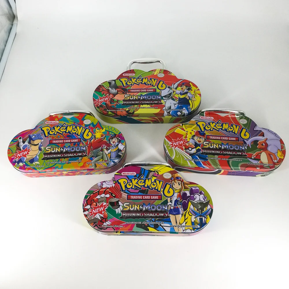 Takara Tomy Pokemon, карточная игра, коллекция, настольные карты, боевые игрушки, металлическая коробка, 115 карт для детей, подарок - Цвет: 1 set random box