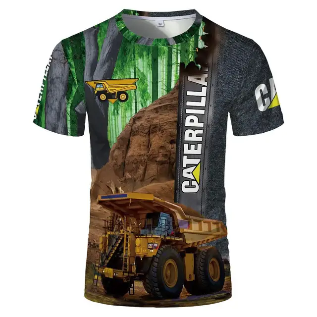 Farm Car Caterpillar 3D Printed T-Shirt Summer Men's Fun Headshot Cartoon Short-Sleeved Street Hip-Hop Shirt Plus Size 2021 New 11