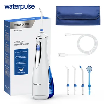 

Waterpulse V400 With Free Bag Portable Cordless Water Dental Flosser Oral Dental Irrigator Electric Irrigation With 4 Tips