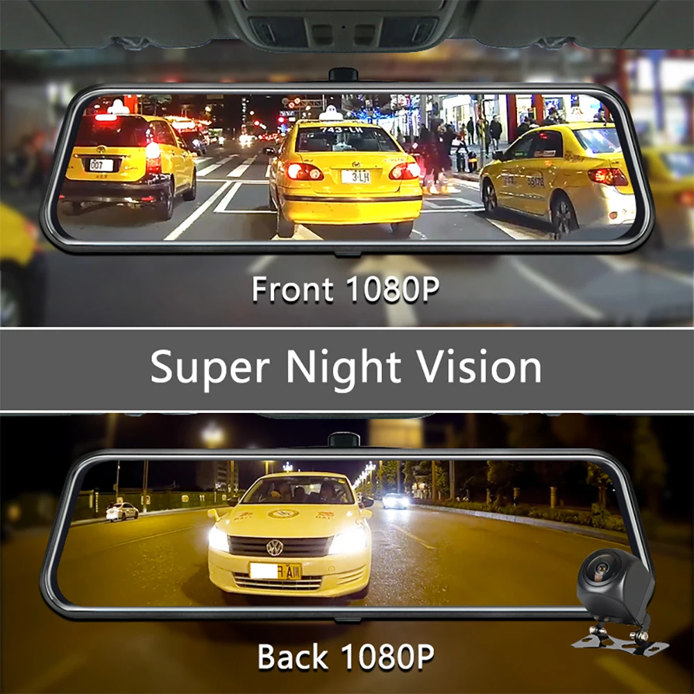 10 Zoll Auto Stream Media Spiegel Auto DVR Rückspiegel Dash Cam HD 1080p  vorne hinten Rekorder DVR Super Nachtsicht grad - AliExpress