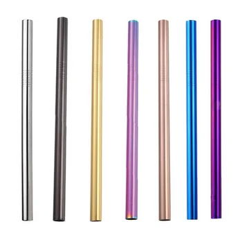 

DHL 500pcs 215*12mm Stainless Steel Straw 7 Colors Metal Colorful Drinking Reusable Straight Large Straws Coffee Milk Blender