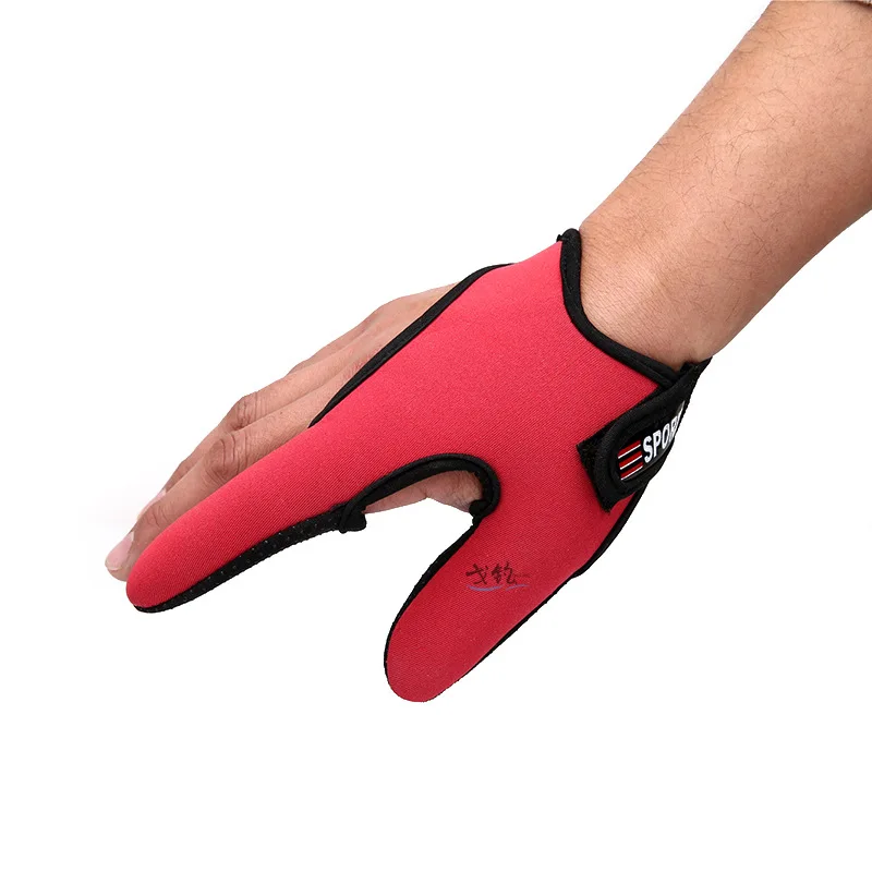 Перчатки для рыбалки, Нескользящие, с двумя пальцами, дышащие, износостойкие, устойчивые к царапинам, для отдыха, рыболовное оборудование, три пальца - Цвет: Красный