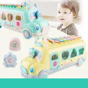 

Kuulee Multi-functional Children Building Blocks Simulation Bus Knocking Toy