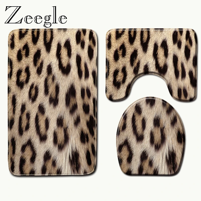 Zeegle 3D Печатный коврик для ванной комнаты, ковер для душевой комнаты, крышка для унитаза, коврики для ванной комнаты из микрофибры, Быстросохнущий коврик