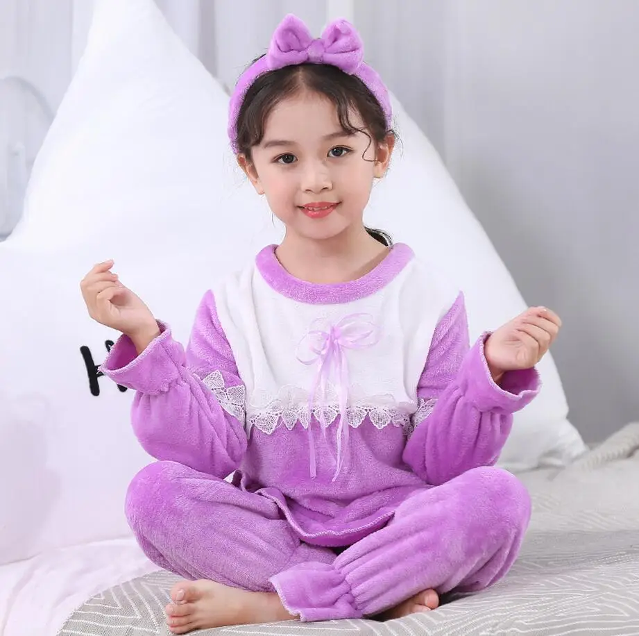 Лидер продаж детская одежда для сна 3-12Year с персонажами из мультфильмов для девочек, пижамные комплекты с плюшевой подкладкой для маленьких мальчиков, одежда для дома, одежда для малышей и детей постарше, ночнушка, Костюмы - Цвет: model 11