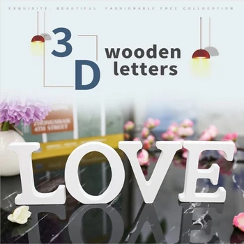 

1pc White Wooden Letters English Alphabet Word Personalized Name Design Art Craft Free Standing Heart Shape Wedding Home Decor