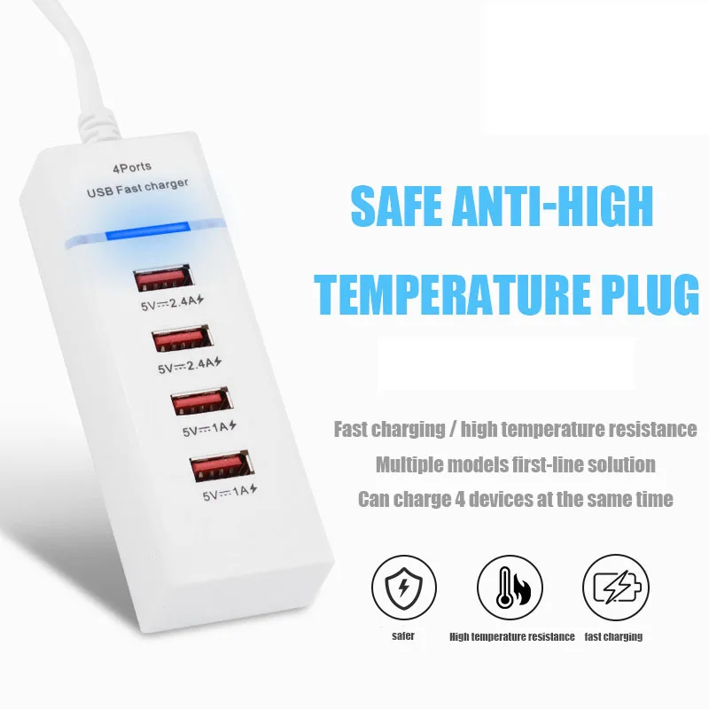 Универсальное быстрое зарядное устройство для телефона с 4 usb-портами, штепсельная вилка европейского и американского стандарта, настенный адаптер для быстрой зарядки для IPhone и мобильных телефонов samsung