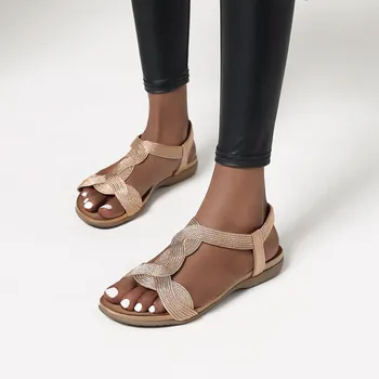 

35-43 simple sandals student shoes small slope heel flat toe women's shoes