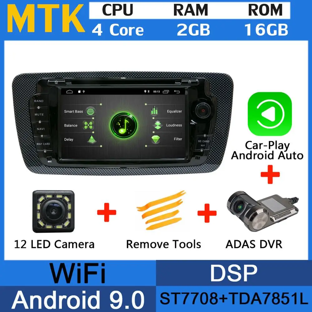 MTK-Adas-Carplay 5 USB Android 9,0 Восьмиядерный автомобильный dvd-плеер для сиденья Ibiza 2009 2010 2011 2012 2013 Автомобильный gps Радио Android Авто Carplay - Цвет: MTK-Adas-Carplay