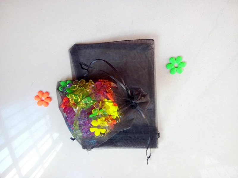 

20pcs 15*20 black gift bags for jewelry/wedding/christmas/birthday Organza Bags with handles Packaging Yarn bag
