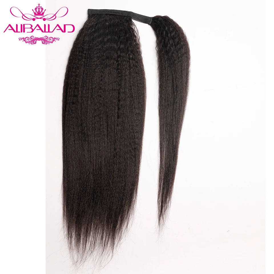 Human Hair Extensions Kinky Straight Wrap Around Ponytail Brazilian Pony Tail Remy Hair Clip In Ponytail 120g For Women