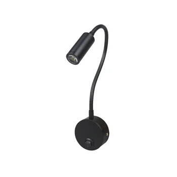 

Desk Work LED Lamp 3W Wall Mounted Reading Lamp with Flexible Hose for Home and Hotel(Black)