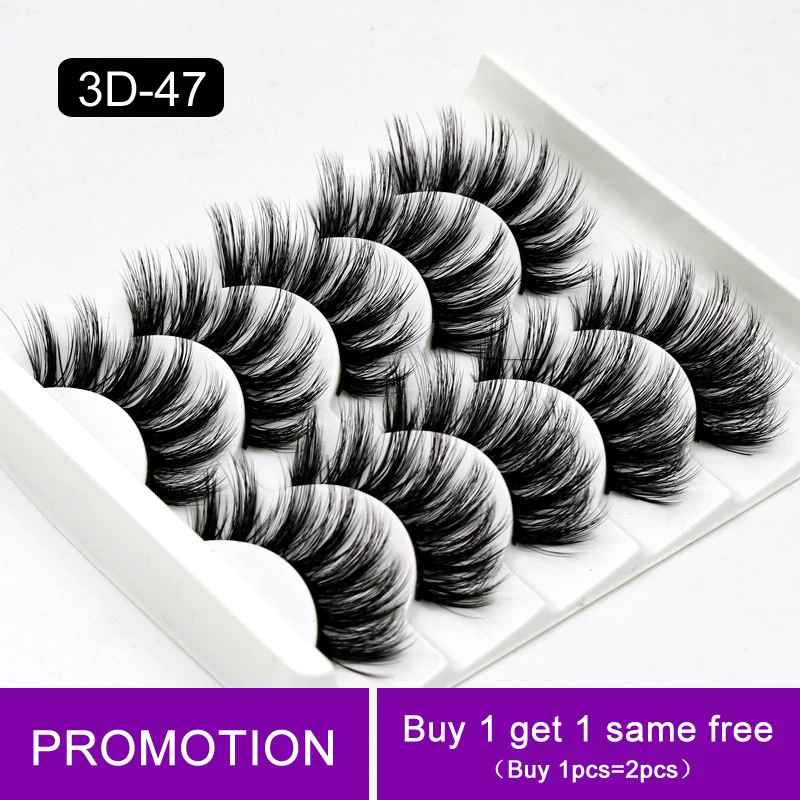 

5 Pairs Eyelashes 3D Soft Natural Mink Lash Hair False Eyelashes Handmade Wispy Fluffy Long Lashes Makeup Faux Eye Lashes Cilios