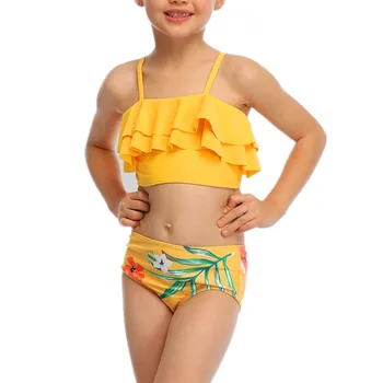 

2020 Girl Swimsuit Two Pieces Children's Swimwear Ruffle Swim Suits Children Split Bikini Sets Bathing Suit Tankini 6 Style NEW